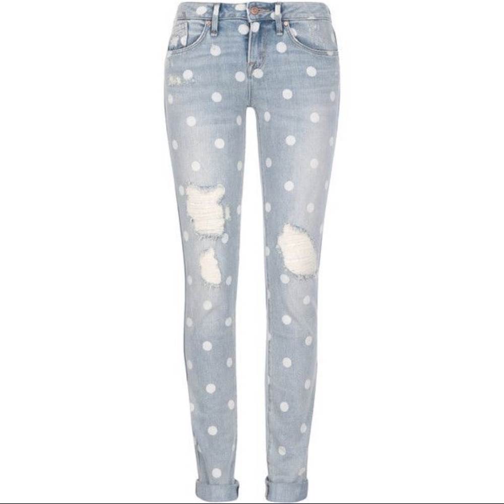 Marc by Marc Jacobs Light Blue Polka Dot Skinny Jeans RARE Vintage